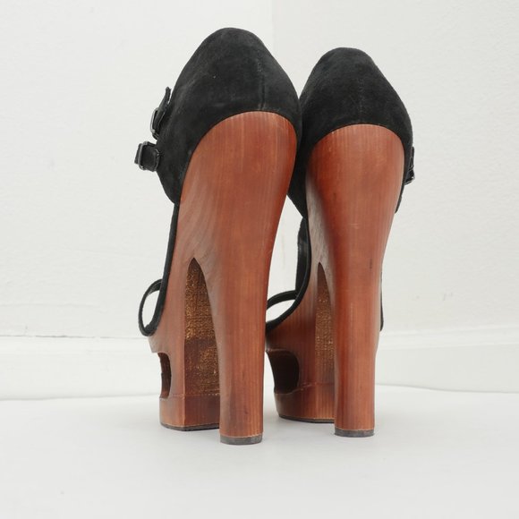 Two Lips Retro Wood Strappy Suede Platform Cut Out Sexy Bohemian 9 Disco Shoes - Picture 9 of 14